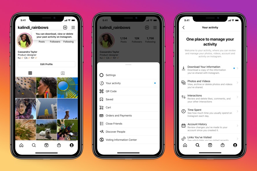 Product mock of Activity Download on Instagram